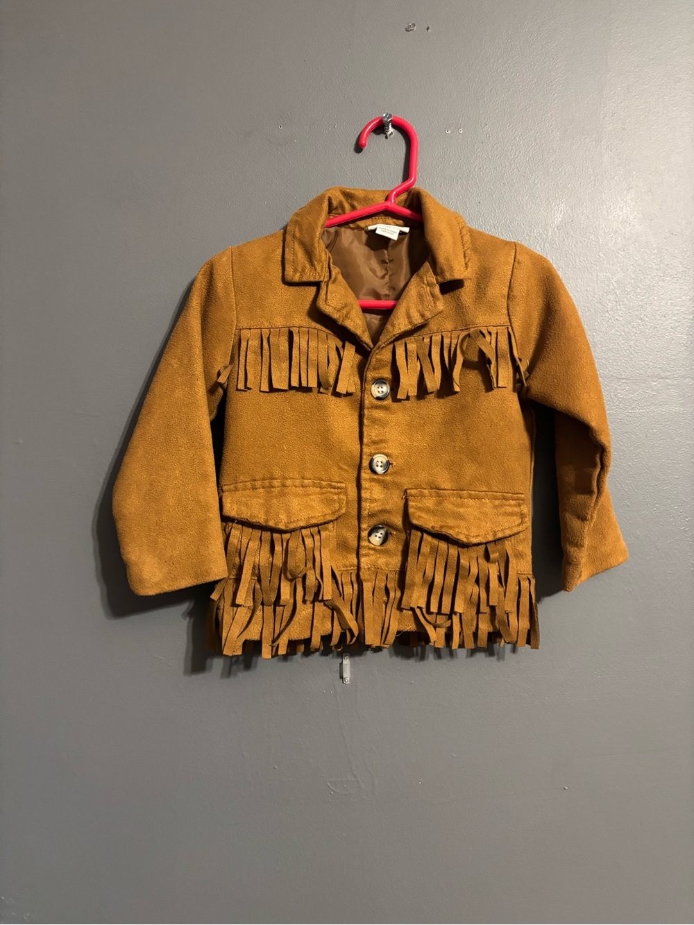 Maven by Tori Spelling Brown Faux Suede Fringe Button western fall Jacket 2Y
